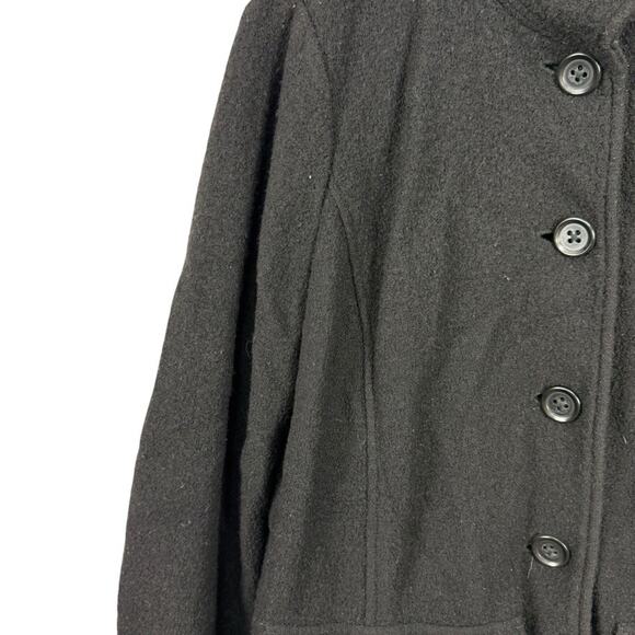 LL Bean Bellandi 100% Wool Black Boiled Wool Sweater Jacket Cardigan 1X Ex Tall - Picture 6 of 16